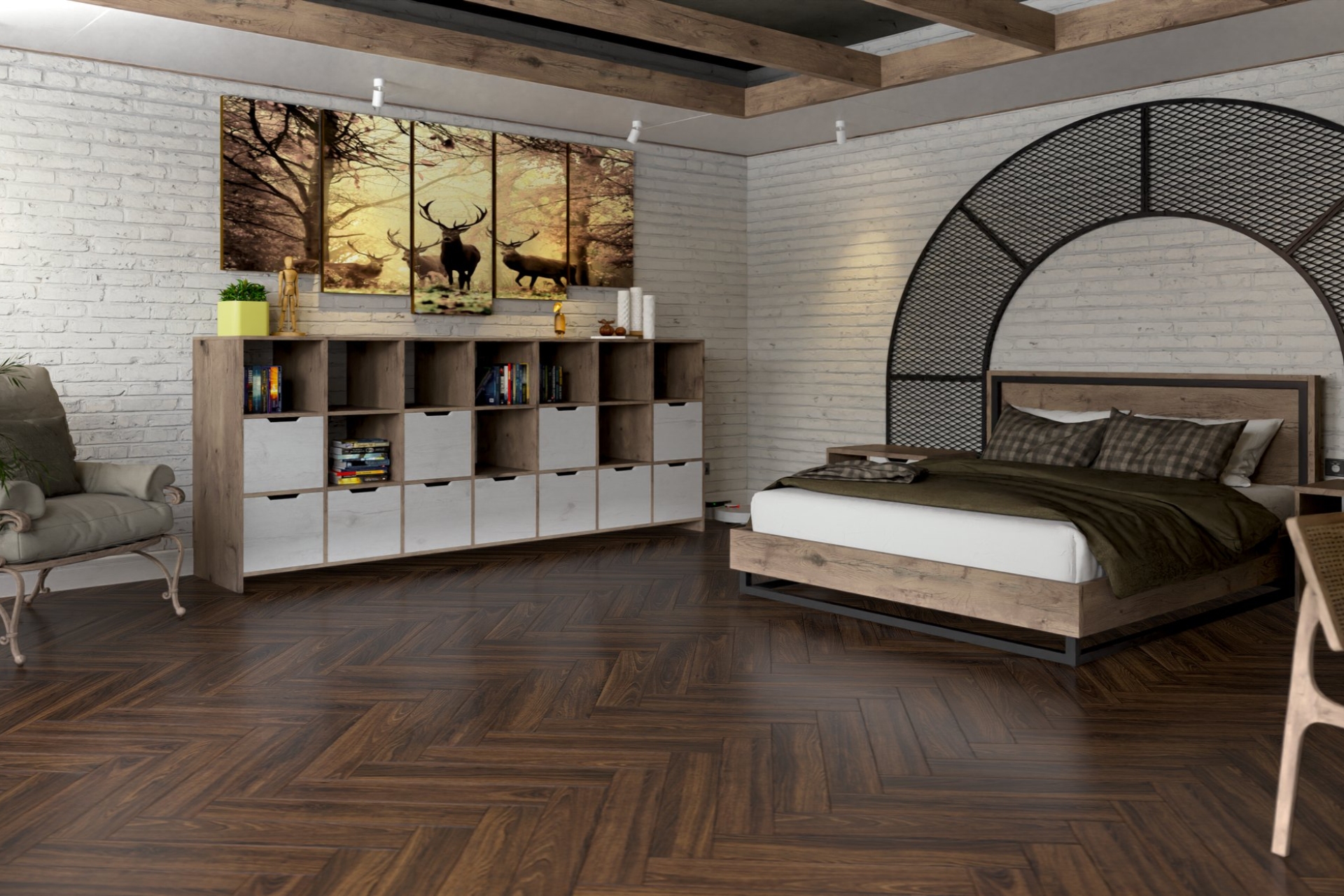 Инженерный паркет «Damy Floor» Каштановый (укладка елочкой) — купить в Новокузнецке